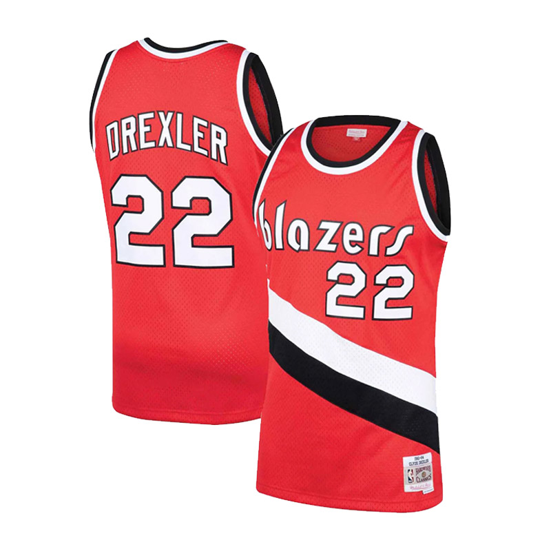 clyde drexler portland trail blazers jersey 83 84 kirmizi forma